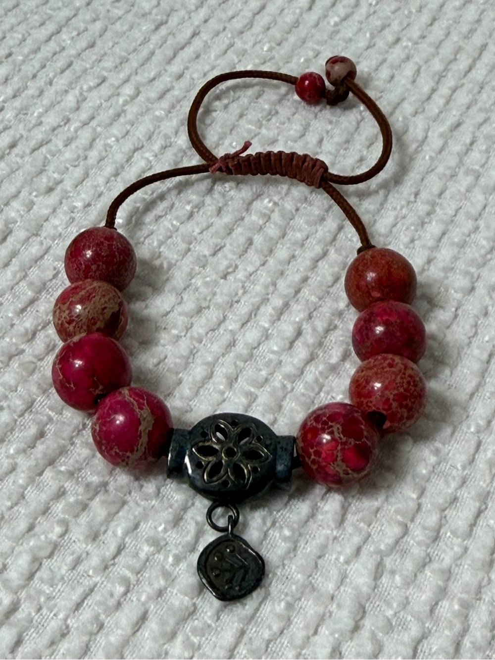 SILPADA 925 Sterling Silver Fuchsia Jasper "BEST TREND" Bracelet B2876 RETIRED